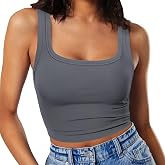 RIROW Womens Sleeveless Tank Top Slim Fit Square Neck Ribbed