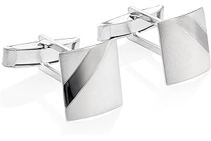 STERLL Uomo Gemelli da Sposa Argento 925 Spazzolati con Striscia Ossidata Piccoli Regali