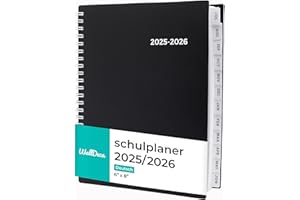 WallDeca Terminarz szkolny na rok 2025/2026, kalendarz ucznia, planer tygodniowy, zeszyt do zadań domowych, kalendarz na lata 2025/2026, lipiec 2025–czerwiec 2026, terminarz, notatki, podwójny drut
