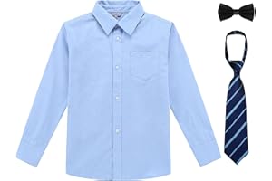 BIENZOE Jungen Schuluniform Lange Oxford Hemd
