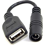 Cablecc 5V USB Female to DC Power Jack 5.5 2.1mm Charge Adpter Cable for Cell Phone & Tablet Cablecc