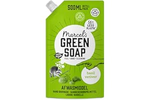 Marcel's Green Soap Washing-up Liquid Refill - Basil & Vetiver - Dishwashing Liquid - Saves 56% of plastic - Eco friendly - Vegan - 97% Biodegradable - 500 ML