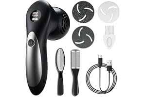 LOVPIS Rapeuse Pieds Electrique, Rappe Pieds Pédicure Rechargeable, Ponceuse Pieds Râpe pieds IPX7, Gratte Lime Soin Callosité Gommages Pieds Peau dure Peau Morte avec 3 Têtes de Ponçage de Rechange