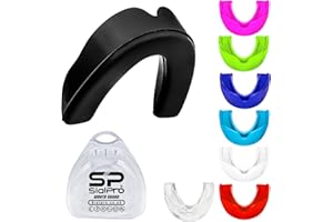 SIALPRO Mouthguards Slim Fit Adult Senior Mouldable Gum Shield with Case for Boxing Men MMA Rugby Hockey Basketball Muay Thai Kickboxing Football All Contact Sports (12+ Years, Black)