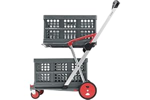 Carro Plegable CLAX® | Carro de Transporte | Carro de la Compra | Incluye 2 Cajas Plegables | Rojo