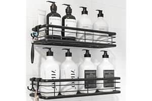 Kitsure Duschablage Ohne Bohren – 2er-Pack Rostfreie Duschregale Selbstklebend, Viel Stauraum, Praktisches Duschregal Ohne Bohren für Badezimmerutensilien, W 30.0cm, Schwarz