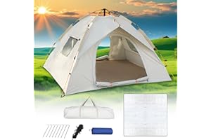 HOUYA-TEC Tenda Campeggio 2-4 Posti Con Cuscinetto Antiumidità,Tenda da Campeggio,Tenda Pop Up,Ultraleggero, Protetto Dai Raggi UV, Impermeabile, Isolante, per lo Zaino in Spalla, Escursionismo e Altro Ancora