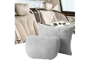 Kwak's zestaw poduszek na zagłówek, Maybach Design S klasa, super miękka poduszka na zagłówek samochodowy, podparcie lędźwiowe, poszewka ze sztucznego zamszu PP, bawełniana wypełniona poduszka (szara)