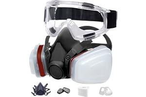 FACEMOON Reusable Full Face Mask, Dust Mask, Dual Filtration, 10 Replaceable Filter Pads, Suitable For Various Work Environments Such As Workshops, Woodworking, Painting, Spray Painting, Etc