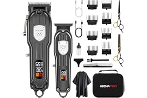 HIENA PRO Set di Tagliacapelli Uomo Professionale, Elettrico Tagliacapelli Uomo e Tagliabordi Kit, Ricaricabile Macchinetta Taglio Capelli Uomo Con Display Intelligente a LCD (Nero)