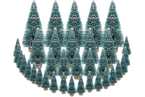 DECARETA 35 Stück Künstlicher Weihnachtsbaum, Mini Grün Tannenbaum, 4.5/6.5/8.5/12.5cm Naturgetreuer Christbaum für Tischdeko, DIY, Schaufenster (Grün)
