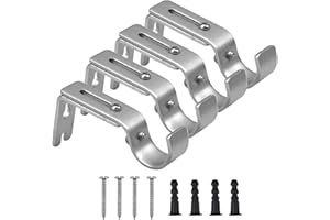 Mikihat Gardinenstangen Halter, 4 Stück Verstellbare Wandhalterung, Metall Gardinenstange Halterungen Vorhangstange Halterung, Gardinenstangen Wandhalterung mit Schrauben für Gardinenstangen (Silber)
