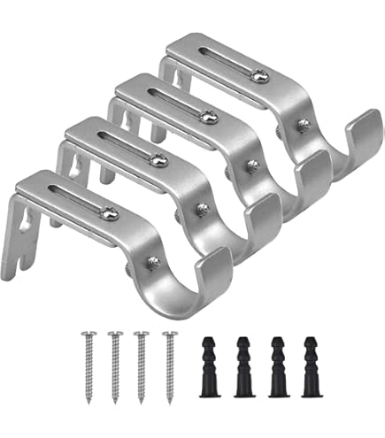 6 stuks gordijnroedehouders, verstelbaar, diameter 20-25 mm, aluminiumlegering, gordijnstanghouder, gordijnroedehouder met plugschroeven en wandanker, plafondhouder, gordijnroede
