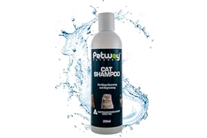 PETWAY Cat Shampoo, Cat Shampoo for Sensitive Skin, Kitten Shampoo, Grooming Products for Cats, Cat Shampoo for Itchy Skin, Cat Shampoo for Smelly Dogs, 250ml, Cat Grooming Kit, Cat Washing Equipment