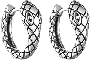 Bandmax Boucles d'Oreilles Serpent Homme en Acier Inoxydable/Noir, Clous/Créoles/Pendantes d'Oreille Cobra/Boa, Punk Style