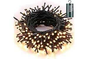 ‎QEDERTEK Qedertek Lichterkette Batterie 20M Weihnachtsbeleuchtung 200 LED Warmweiß, 8 Modi Wasserdichte Weihnachtsdeko für Innen Außen, Garten, Hochzeit, Party, Weihnachtsbaum (Grünes Kabel)