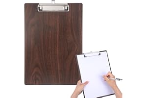 QIURUOO Klemmbrett A4 Holz, Klemmbretter A4 mit Klammer für Tägliche Notizen, zum Organisieren von Quittungslisten und Täglichen Besorgungslisten (Nussbaumfarben)