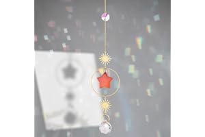 Sahoottie Carnelian Crystal Sun Catcher for Window Red Star Sun Catcher for Garden Window Hanging Crystal Rainbow