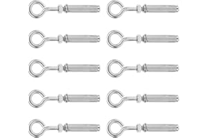 BORDSTRACT 10Pcs M6 Bulloni di espansione del gancio del muro, ancoraggio dell'anello del bullone di espansione dell'acciaio inossidabile, fissatore interno del bullone dell'occhio per l'interno ed all'aperto