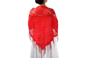 MILAKOO Sciarpa a Triangolo in Pizzo da Donna con Nappe Festa di sera in rete Sciarpe da Sposa