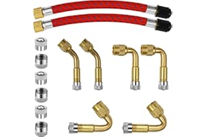 LPZMPZ 6 Stück Ventilverlängerung Autoventil 45 90 135 Grad autoventil Adapter mit 2 Stück 120mm Universal Flexible Tire Valve Extenders, für Auto Fahrrad Motorrad