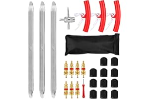 XPAPOV Lot de 27 démonte-pneus - 30 cm - Avec 3 protections de jante - Outil de montage pour moto, vélo, voiture, scooter