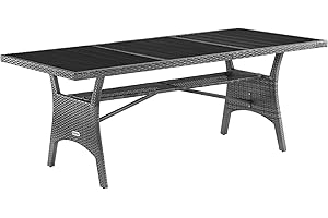 CASARIA® Mesa para Jardín Comedor 190x90x74cm Mueble Terraza Tablero WPC con Repisa Mesas Exterior Gris