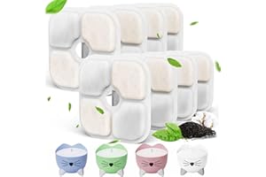 NOKWOCY Fontanna dla kotów, 8 sztuk, filtry do fontanny Catit Pixi, potrójny system filtracji, filtr wymienny z żywicą i węglem aktywnym, filtr Catit, fontanna do picia, 43717, filtr dla kota