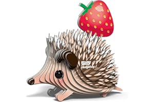EUGY 650026 Igel, 3D Tier-Puzzle für Kinder und Erwachsene zum Zusammenbauen, DIY Tierfigur, Bastelset ab 6 Jahren, Braun