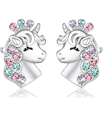 Orecchini In Argento 925 Con Testa Di Unicorno Rosa - Gioielli Donna Originali Katy Craig - Regalo Per Amanti Unicorni - Confezione Regalo