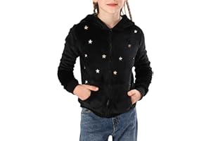 V.&GRIN Fleecejacke Kinder mit Kapuze Langarm Kuschelige Sweatjacke Mädchen Zip Up Hoodie Herbst Pullover Coole Kleidung Gr.105 bis 155cm