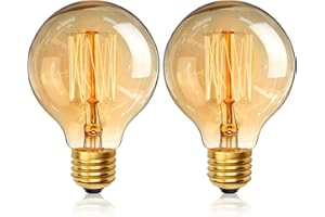 YUNRRD Vintage Edison Light Bulbs,E27 Dimmable Screw Edison Bulbs,40w Incandescent Light Bulb,Retro Filament Lamp Warm White Bulb G80 220V,2 Packs