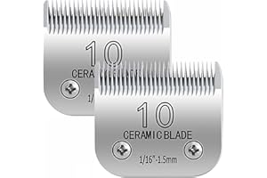 OWNLIFEYF 10# Clipper Blades Pet Grooming Clipper Replacement Blades, Detachable Clipper Blade Compatible with Andis/wahl/Oster Dog Clippers,10 Blade 1.5mm, Made of Ceramic & Stainless Steel Blade,2 pack
