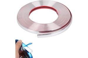 Juttzzei Bande Chrome Voiture, 15mm x 5m Chrome Bande de Garniture Voiture, Baguette Adhesive Chromée Surclassée pour Voiture Carrosserie Fenêtre Décoration Extérieure(Argent)