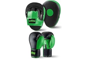 Lions Boxing Gloves and Pads - Hook & Jab Mitts Sparring Gloves Set Mma Punch Bag Training Kit