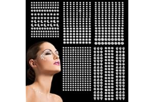 QUOHE Strasssteine Selbstklebend, 850 Stück Edelsteine Glitzersteine Aufkleber Strass Temporäre Tattoo für Gesicht Augen Körper Nägel, Kristall Juwelen Schmucksteine für Festival Schminke (Silber)