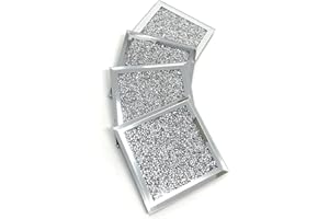SUSURRUS Lesser and Pavey Square Shaped Sparkle Diamante Crushed Jewel Glass Glitter Coasters Set of 4 10cm x 10cm