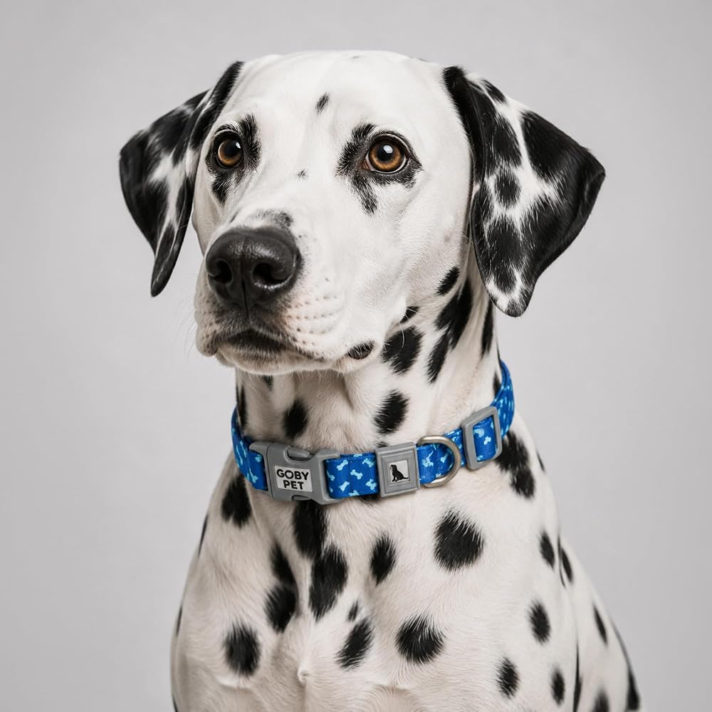 GOBYPET Desenli Köpek Boyun Tasması 25 mm, Ayarlanabilir 39-55 cm, Güçlendirilmiş Emniyet Kilitli Toka, Paslanmaz Metal D Halka, Dayanıklı Kumaş, Günlük Kullanım, Yürüyüş ve Eğitim İçin