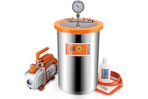 BACOENG 19 Liters Vacuum Chamber Kit with 3 CFM Single Stage Vacuum Pump, 3 Pin UK Plug