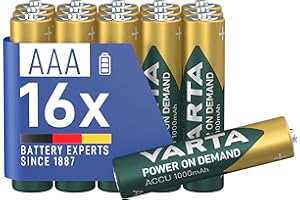 VARTA Batterien AAA, wiederaufladbar, 16 Stück, Akku, Power on Demand, 1000 mAh Ni-MH, vorgeladen, sofort einsatzbereit [Exklusiv bei Amazon]