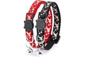 GINGERUPER Collare Gatto Riflettenti,Collari per Gatti Antistrozzo con Campanellino,Regolabile 21-35cm,Sicuro,Nylon, Accessori Animali Domestic