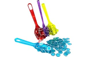 TCOINERY Ensemble de jeu de loto de bingo – 4 baguettes magnétiques transparentes et 400 puces semi-transparentes – Jetons de nuit de jeu de casino familial, accessoires d'apprentissage STEM, comptage