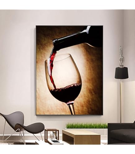 ICOMPY Peinture Sur Toile De Vin Rouge, Affiches Et Impressions Nordiques, Tableau D'art Mural Pour Restaurant, Décoration De La Maison, Cuadros 16x24 Pouces (40x60 Cm) Sans Cadre