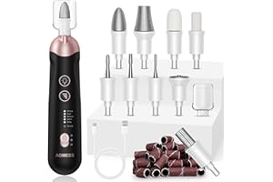 AOMEES Electric Nail File & Drill Kit: Pedicure Sets for Feet & Hands Care with Electric Nail Drill, 9 Attachments for Pain-Free Trimming, Buffing & Shaping | 5 Speeds, Pedicure Tools & Nail Kit Manicure Set