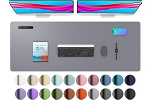 Aothia Podkładka na biurko, podkładka pod mysz, mata na biurko, antypoślizgowa, ze skóry poliuretanowej, wodoodporna, do biura i domu (122x43cm,Jasnoszary)