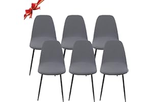 Jaotto Coprisedia Elasticizzati con Schienale 6 Pezzi,Fodere Coprisedia con Schienale Tondo Sala da Pranzo Jacquard Diagonale,Coprisedia Ufficio Universali Lavabili,Vestisedia per Casa Cucina,Grigio