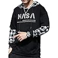 LEWEL Men's Stylish Printed Hooded Full Sleeve T-Shirt (Black)