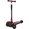 Coolbaby Kid's Scooter 3 Wheels Big Pedal Foldable Scooter With MUSic, Height-AdjUStable Pu With Led Light Wheels, Best For Gifts For Children From 3 To 12,Black