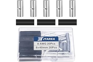 JTAREA 8 AWG Stoßverbinder Unisoliert Set mit Schrumpfschlauch Nicht Isoliert Butt Connectors Stossverbinder Crimpverbinder 10 mm² Kabel Crimp Verbindung für Automobile Boote (Packung mit 40 Stück)