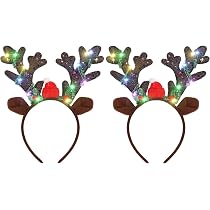 Elf Hut Weihnachten LED Stirnband – 2 Stück | Blinkende Elfenmützen Für Kostümpartys